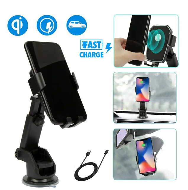 Qi Wireless Fast Charging Car Charger Mount Holder Stand 2 In 1 For Cell Phone - view 2