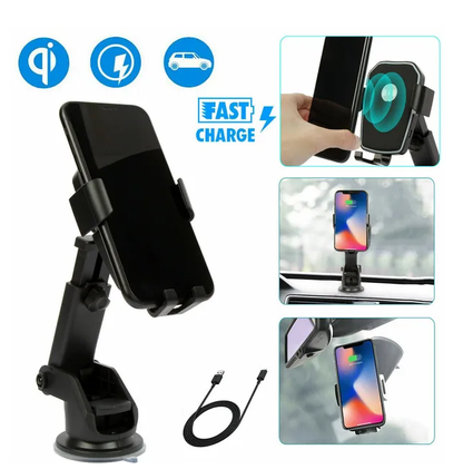 Qi Wireless Fast Charging Car Charger Mount Holder Stand 2 In 1 For Cell Phone - view 2