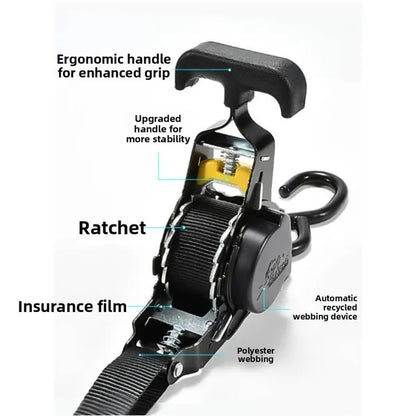 2Pcs Robust Cargo Strap Featuring Automatic Retraction, Requiring No Assembly - view 4