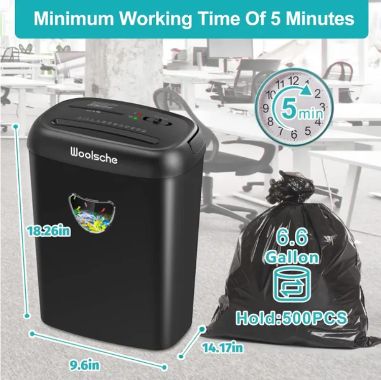 Cross Cut Paper Shredder,High-Performance,14-Sheet Capacity,6.6 Gallon Basket