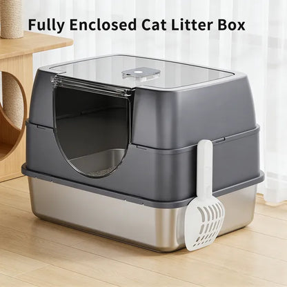 Fully Enclosed Stainless Steel Cat Litter Box White - 2025 Top Pick, Odor Lock, No Litter Scatter, Easy Clean - view 7