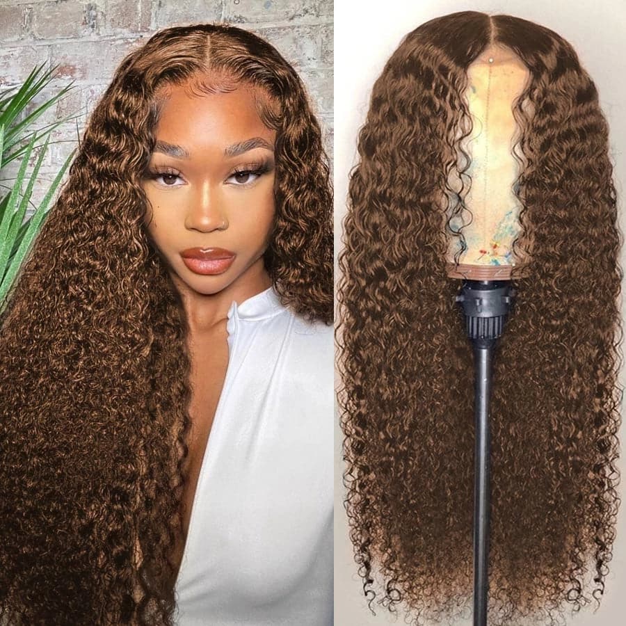 4x4 Lace Water Wave Human Hair Wig, Brown, Density - view 4