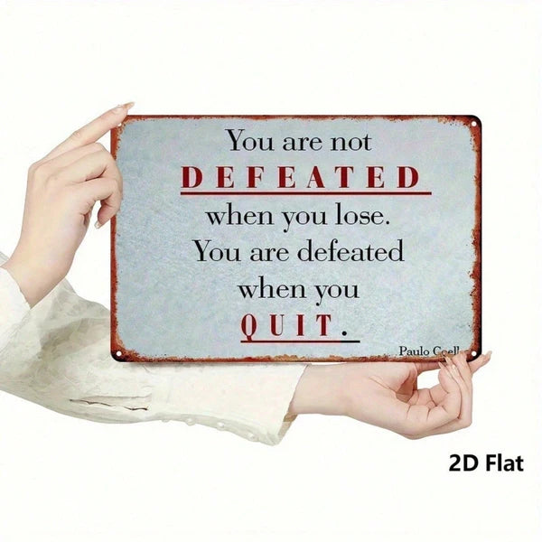 Never Give Up Inspirational Metal Sign 8x12 Inch Vintage Wall Art, Waterproof Rustproof 2D Flat Iron Plaque