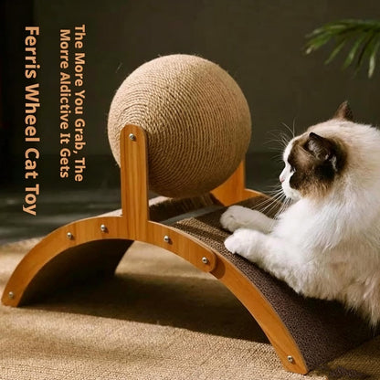 Wobble Ball Cat Scratcher, Cat Scratching Ball On Stand, Interactive Cat Scratcher With Rotating Sisal Ball - view 5