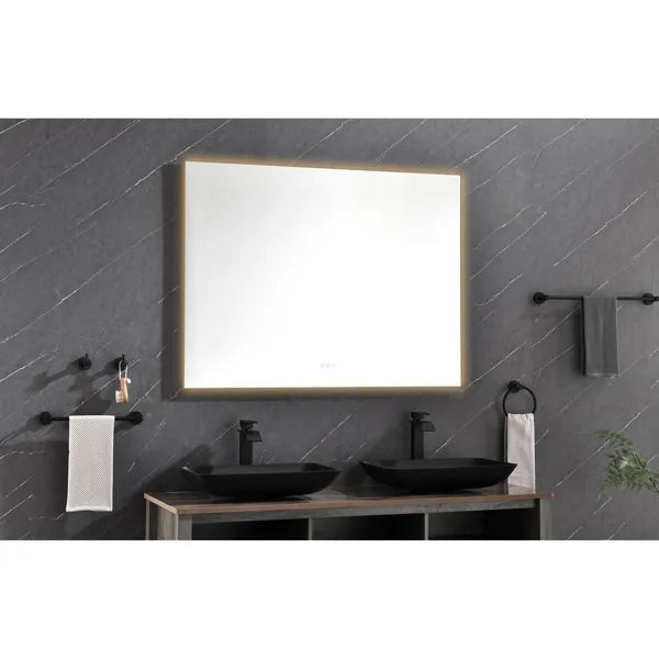 48x36 Inch LED Backlit Bathroom Mirror with Metal Frame, Wall Mounted Vanity Mirror with Smart Touch Button, Anti-Fog - view 3