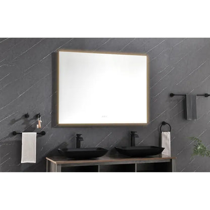 48x36 Inch LED Backlit Bathroom Mirror with Metal Frame, Wall Mounted Vanity Mirror with Smart Touch Button, Anti-Fog - view 3