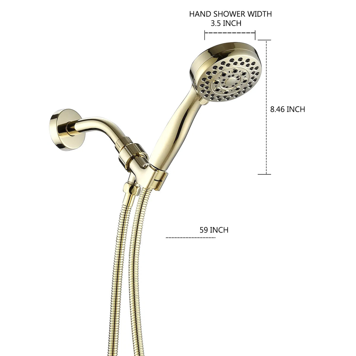 Handheld Shower Head with Hose High Pressure Shower Heads, Gold - view 3