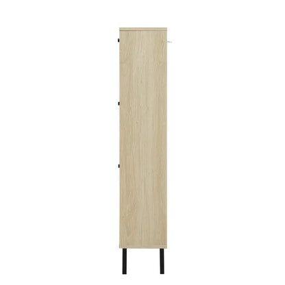 Rattan 3 Door Shoe Rack, Freestanding Modern Shoe Storage Cabinet, For Entryway - view 2