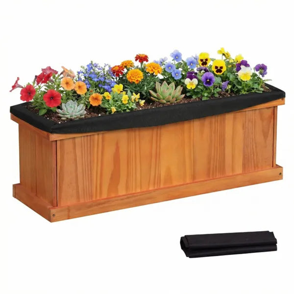 Detachable Bottom Garden Bed, Protective Coating Pine Planter For Herbs, Flowers & Vegetables 28 X 9.5 X 10 - view 3