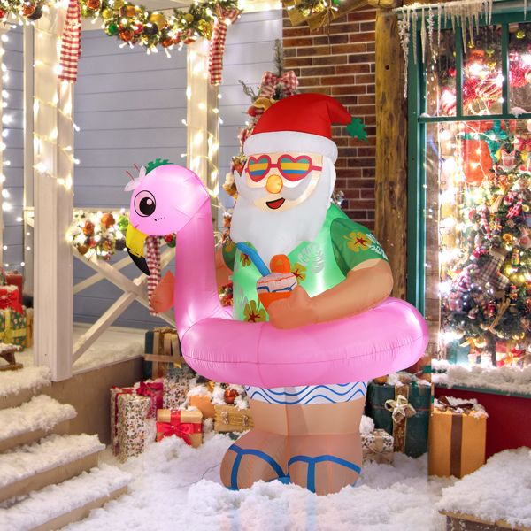 5.9 FT Lighted Christmas Inflatable Decoration, Inflatable Hawaii Santa Claus Outdoor Decoration - view 10
