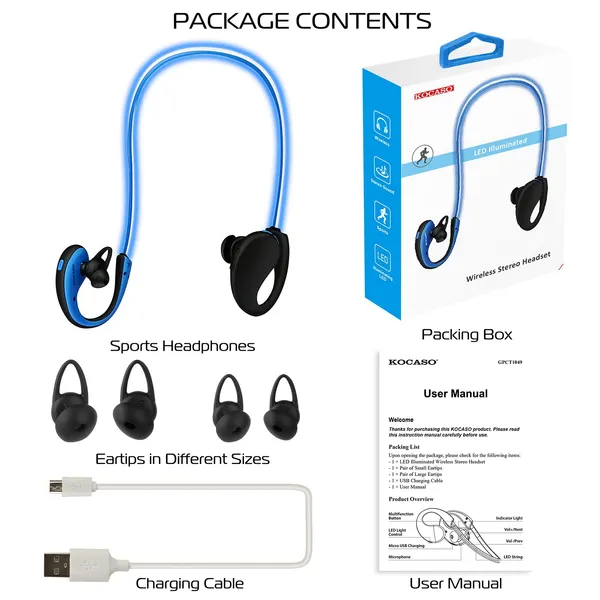 Wireless Sports Headsets Wireless V4.1 Neckband Earphones HD Stereo Sweat-proof Headphones Earbuds - view 5
