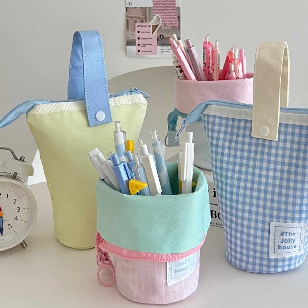 Foldable Standing Pencil Pen Case With Compartments Large Capacity Pencil Pouch Bag School Aesthetic Supplies For Girls - view 5