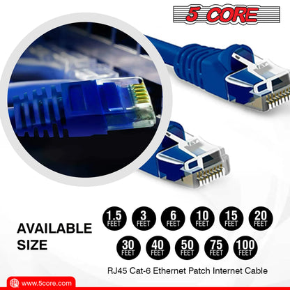 5Core Cat 6 Ethernet Cable 20ft Long Computer Internet Cables WiFi RJ45 Cord - view 8