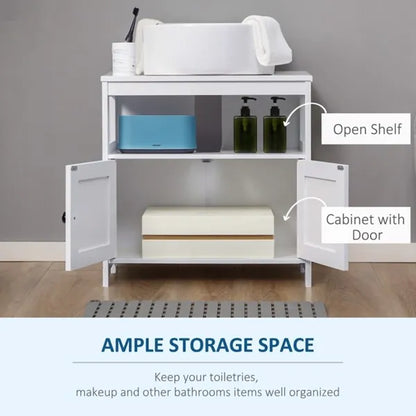 Sink Storage Cabinet, Under Sink Cabinet with Double Doors, Bathroom Vanity Cabinet with Shelves, White-AS - view 5