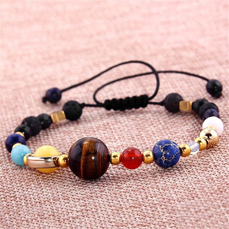 Eight Planets Alloy Bracelet, Natural Stone Bead Bracelet Women Solar System Bracelet Universe Galaxy The Eight Planets - view 4