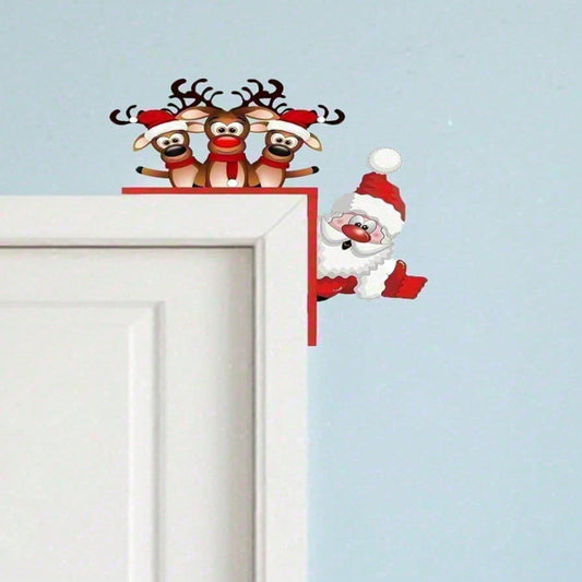 Waterproof Reindeer Christmas Door Decor Outdoor Indoor Holiday Home Decoration - view 2