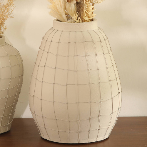 Leianna Handmade Large Terracotta Vase With Wireframe Contemporary Design, Handmade - view 3