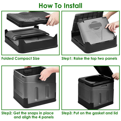 Portable Toilet with Carry Bag Foldable Emergency Toilet with Lid Trash Bags Camping Toilet Foldable Toilet for Car - view 10