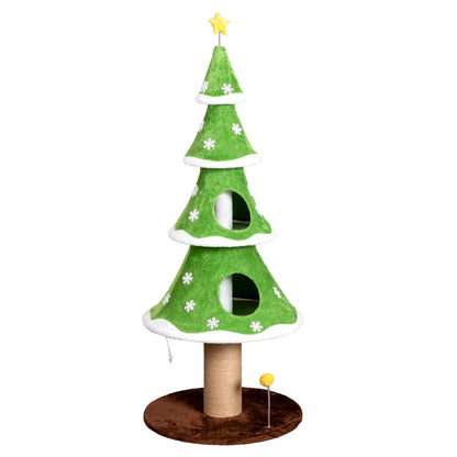 59in Large Tall Christmas Tree Cat Tower with 2 Cat Condos & Scratching Post - view 8