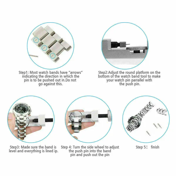 Metal Adjustable Watch Band Strap Bracelet Link Pin Remover Repair Tool Kit US - view 2