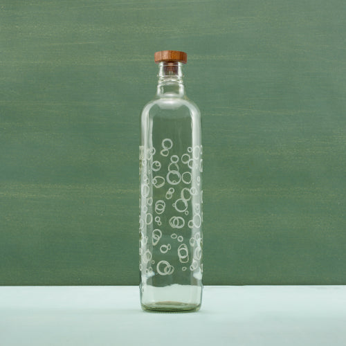 Bubbles Glass Water Bottle With Wooden Stopper-750 Ml - view 4