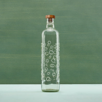 Bubbles Glass Water Bottle With Wooden Stopper-750 Ml - view 4