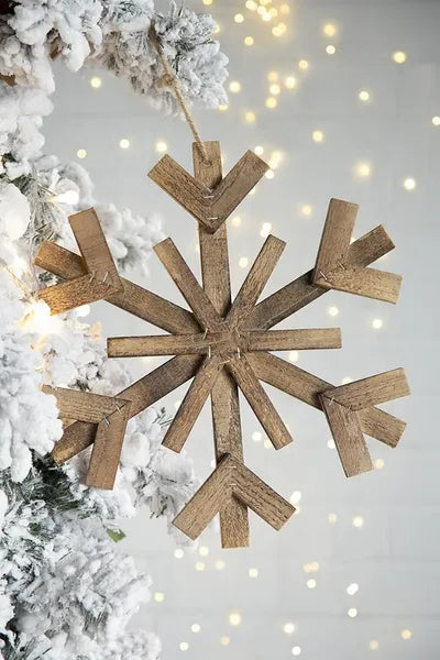 17.7inch X 17.7inch Large Fir Wood Snowflake Ornaments, Hanging Home Decor Accents For Christmas Tree, Wall Art