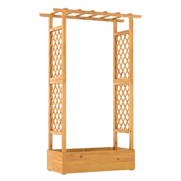 70" Tall Pine Wood Raised Garden Bed With Trellis & Flat Roof, Open-Ended Base Planter For Climbing Plants/Vegetables - view 4