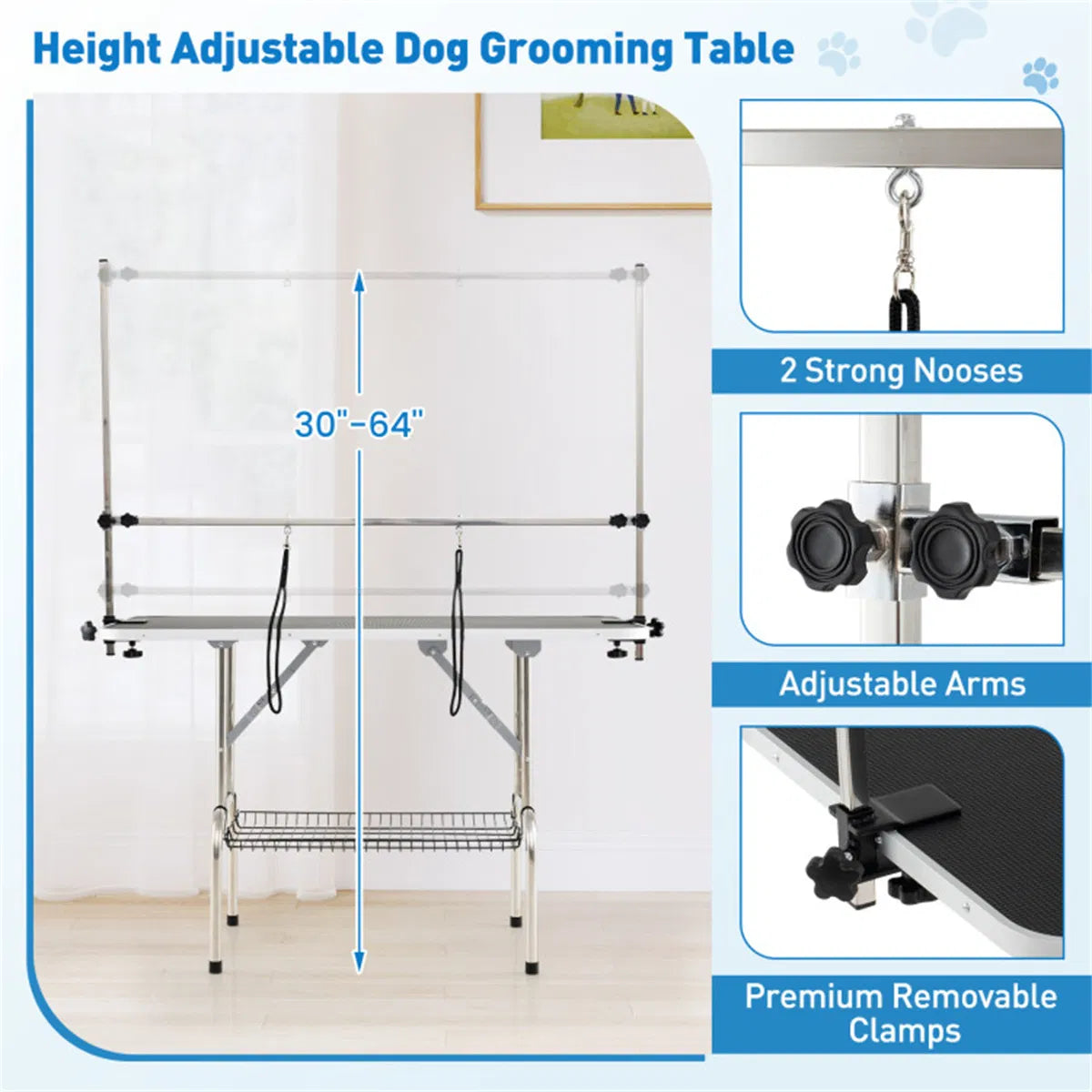 Foldable Pet Grooming Table with Adjustable H-shaped Arms, 330 LBS Capacity for Small-Large Dogs - view 7
