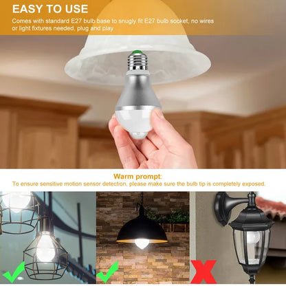 E27 Motion Sensor Light Bulb 9W/5W 1000LM 6500K Dusk To Dawn Automatic On/Off LED Light Bulb Indoor Outdoor Use - view 5