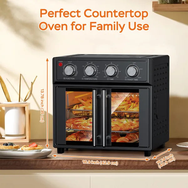 PlumChef 29.5 Quart Extra Large 6 Slices Air Fryer Convection Toaster Oven, French Door, 1700W - view 3