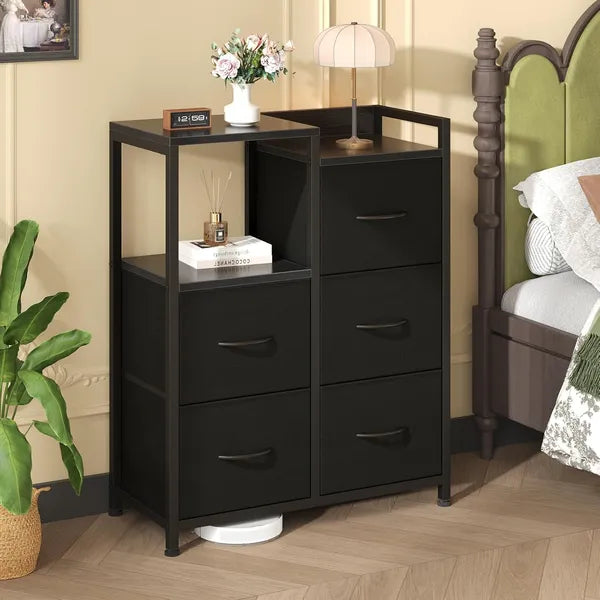 5 Drawer White Dressers For Bedroom 2 Tier Shelf Shelf Small Fabric Dresser For Closet Sturdy Metal Frame Modern Style - view 5