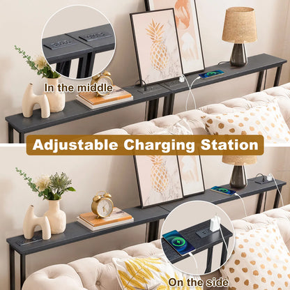 2 Pack 39.4" Narrow Console Sofa Table with Power Outlets and USB Ports - view 5