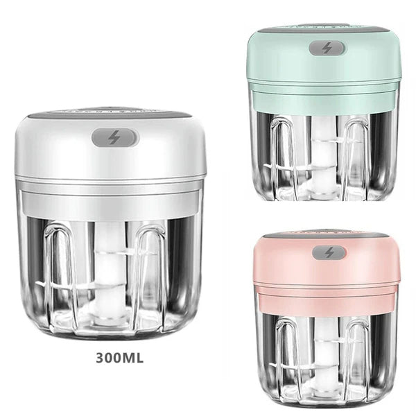 Electric 300ML Garlic Press Chopper Chili Onion Fruits Meat Mincer Blender Mixer - view 9