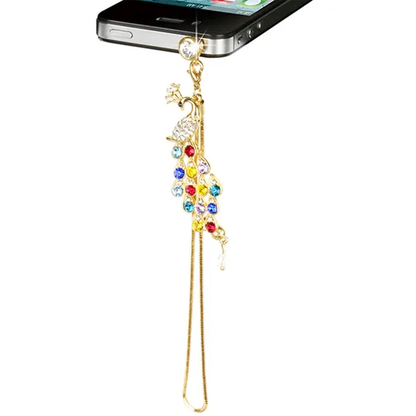 Colorful Crystal Diamond Peacock Dust Cap Pendant For Cell Phone 3.5mm Jack - view 4