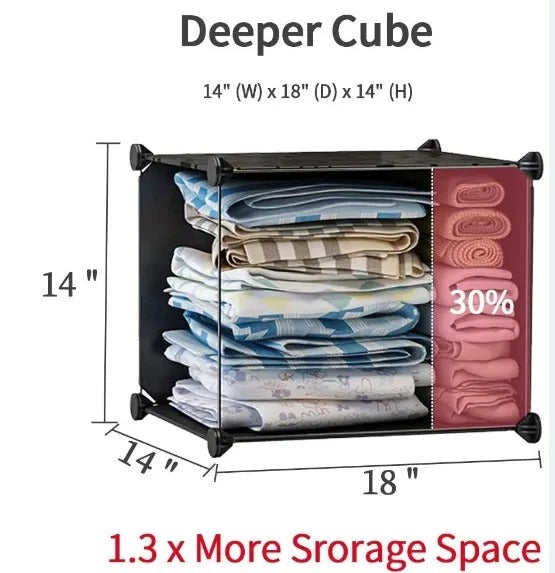 8 Cube Organizer Stackable Plastic Cube Storage Shelves Design Multifunctional Modular Closet Cabinet With Hanging Rod - view 5