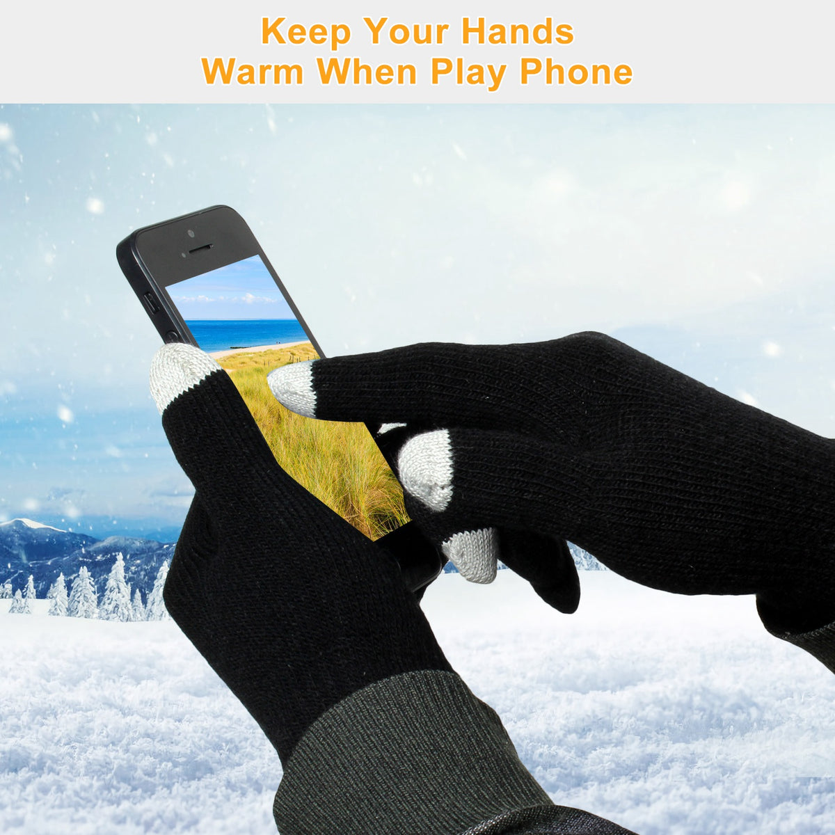 Unisex Touch Screen Gloves Full Finger Winter Warm Knitted Gloves For Warmth Running Cycling Camping Hiking - view 3