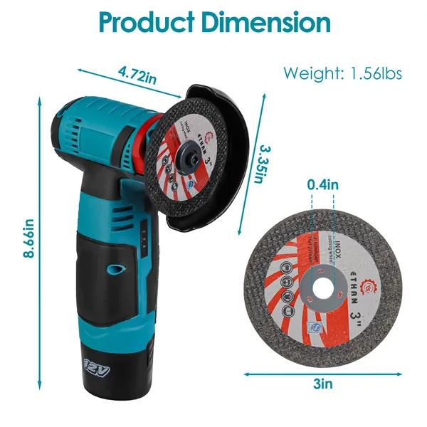 12V Cordless Mini Angle Grinder Hand Polishing Grinding Machine Cordless Cutter Grinding Tool With 7Pcs Disc 2Pcs - view 2