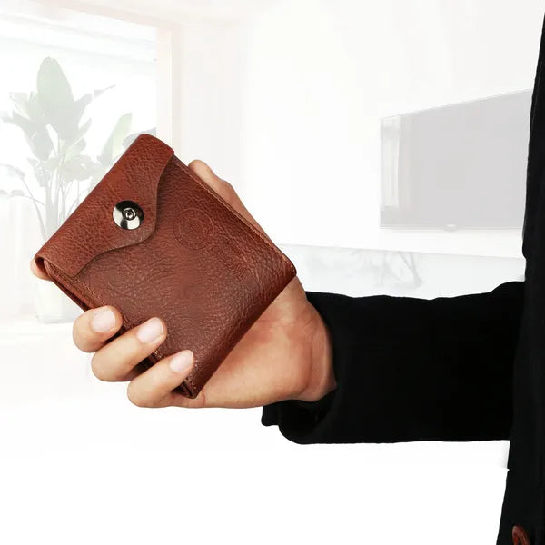 Men's Wallet PU Leather Bifold Purse Slim RFID Blocking Card Holder Cases W / 2 ID Window Coin Pocket