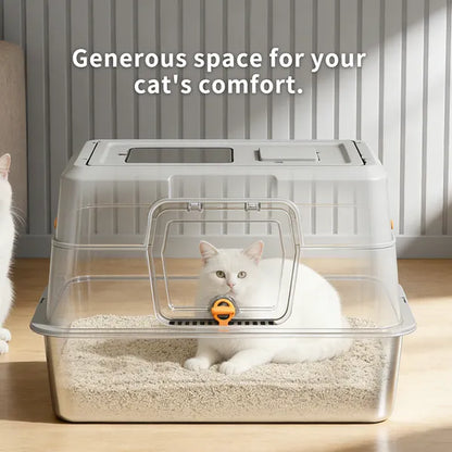 2025 Must-Buy Fully Enclosed Stainless Steel Cat Litter Box, Odor-Proof, Anti-Splash, Spacious For Large Cats - view 2