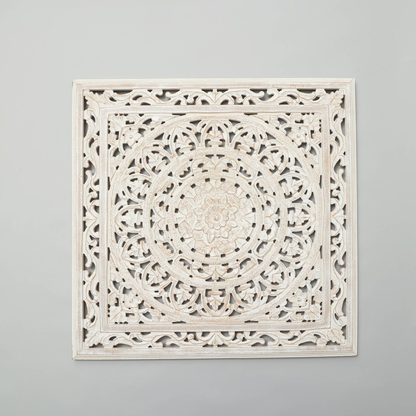 White Square Shape Handcrafted Wooden Wall Decor 36inchx36inch Elegant Home Accent - view 5