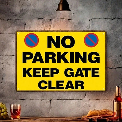 Vintage No Parking Keep Gate Clear Metal Sign" Heavy-Duty Iron Warning Plaque 8x12 Inch