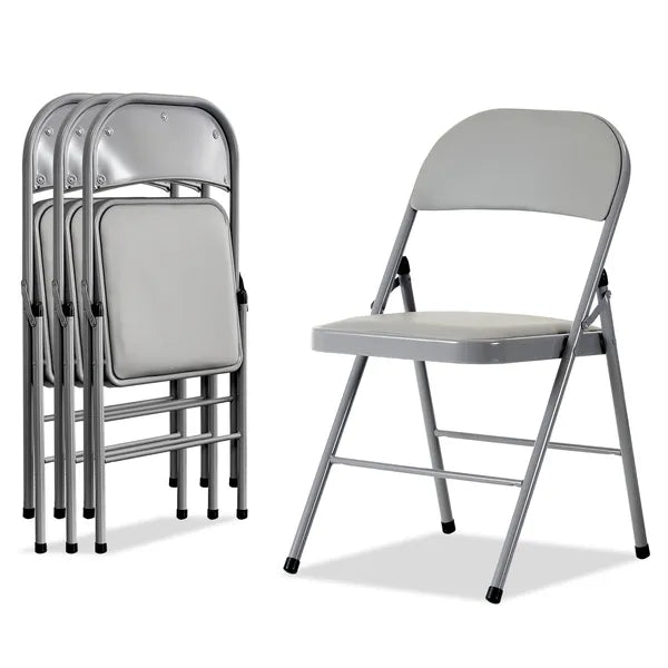4pcs Elegant Foldable Iron & PVC Chairs For Convention & Exhibition Gray - view 3