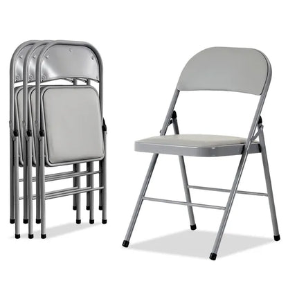 4pcs Elegant Foldable Iron & PVC Chairs For Convention & Exhibition Gray - view 3