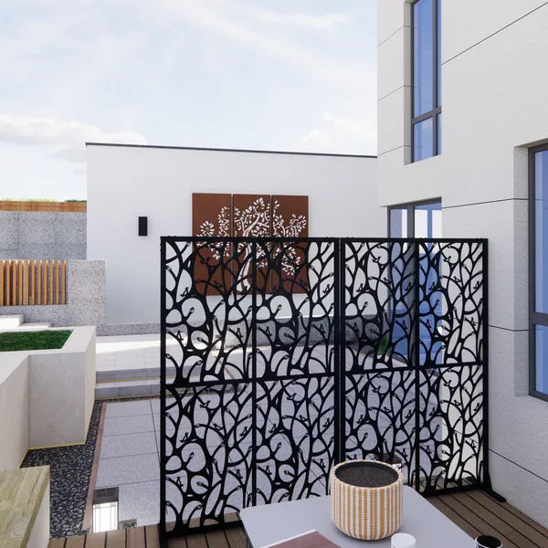 Metal Privacy Screens W3.8Ft X H6Ft Outdoor And Indoor Divider With Free Standing Decorative Privacy Screen For Balcony - view 3