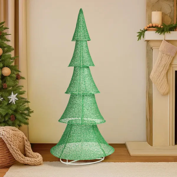 6FT Lighted Christmas Tree Yard Decorations, Pre-lit Pull Up Christmas Tree With 200 LED Warm White Lights For Xmas - view 8