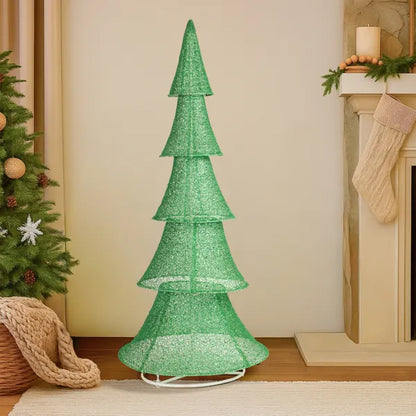 6FT Lighted Christmas Tree Yard Decorations, Pre-lit Pull Up Christmas Tree With 200 LED Warm White Lights For Xmas - view 8