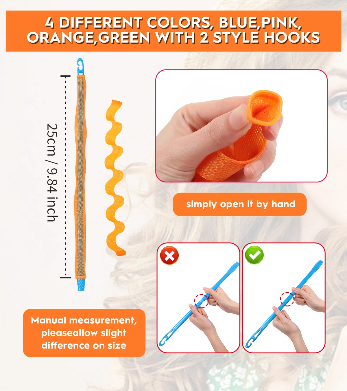 Heatless Hair Curlers Wave Curls Styling Kit For Women Girls On Hair Care - 30 Pcs - 6 Colors - 55 Cm 11.81 Inch - view 5
