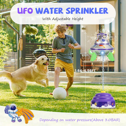 UFO Water Sprinkler Outdoor Summer Rocket Toy With Colorful LED Lights Spinning 1.64FT To 6.56FT Adjustable Height - view 3