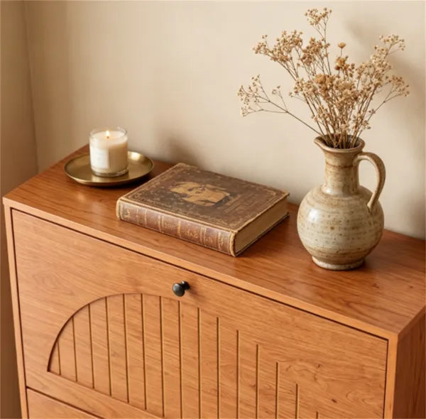 Narrow Shoe Cabinet With 2 Flip Drawers, Slim Freestanding Shoe Storage Cabinet With Adjustable Shelves - view 5
